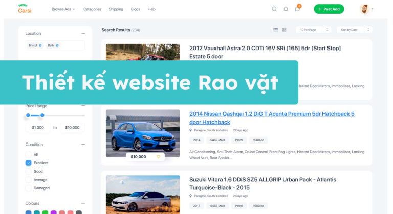 Thiết kế website rao vặt Chuyên nghiệp – chuẩn SEO