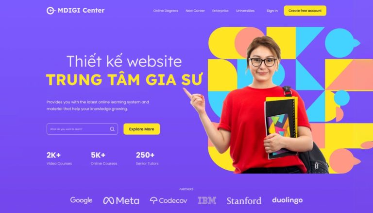 Thiết kế website Trung tâm gia sư Chuyên nghiệp, chuẩn SEO